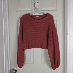 Altar'd State Balloon Sleeve Cropped Sweater
